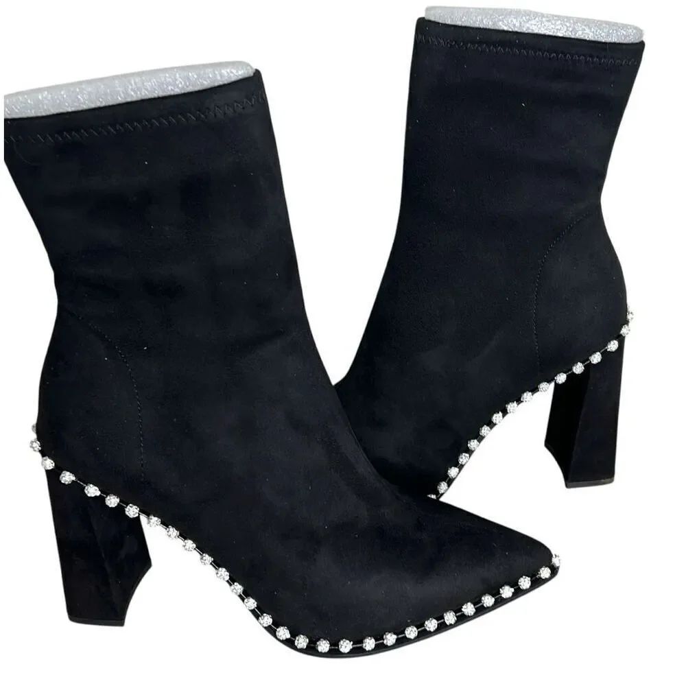 Steve Madden NEW Womens Black Suede Edita Zipper Ankle Booties New Size 9.5